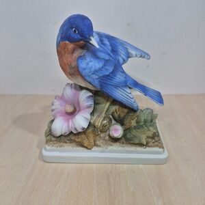 Lefton China Blue Bird Figurine Hand Painted‎ Porcelain KW864 Vintage Decor 5in